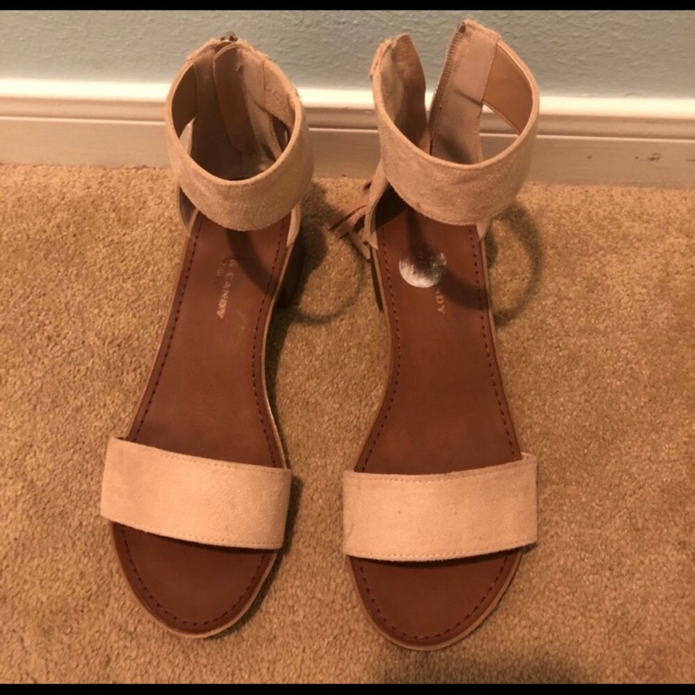 Ankle strap sandals with tassels